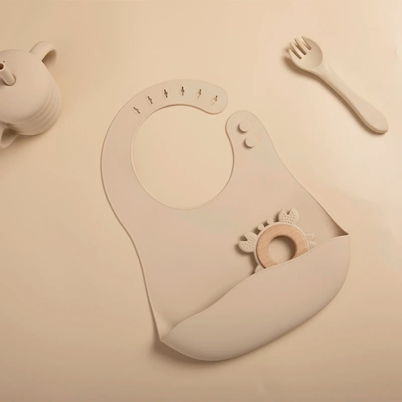 Einfarbig Silikon-Lätzchen – Braunzucker